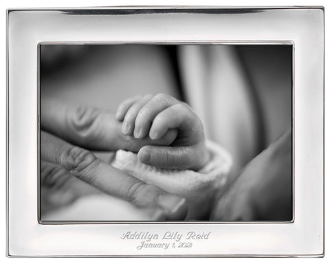 Cunill Tiffany Plain 5x7 Silver Wedding Picture Frame - Displaying Photo & Engraving