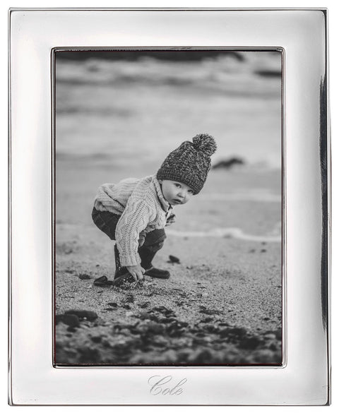 Cunill Tiffany Plain 5x7 Silver Wedding Picture Frame - Displaying Photo