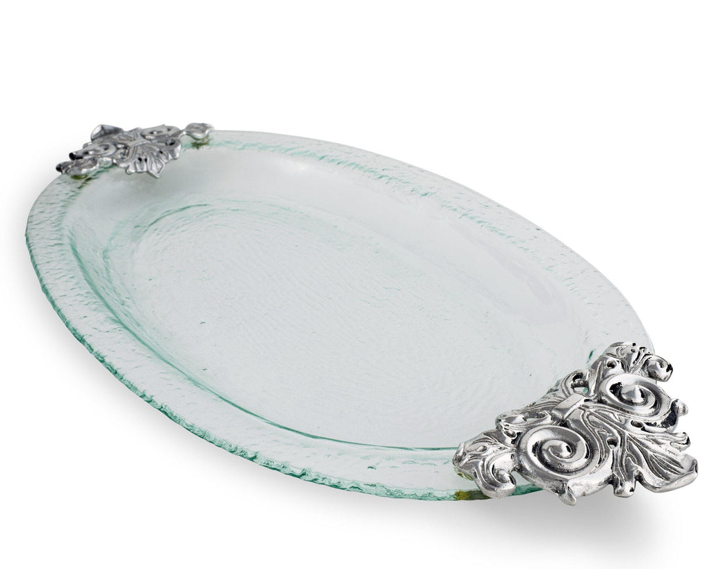 Arthur Court Fleur-De-Lis Glass Platter