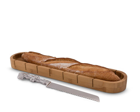 Arthur Court Baguette Board with Grape Bread Knife