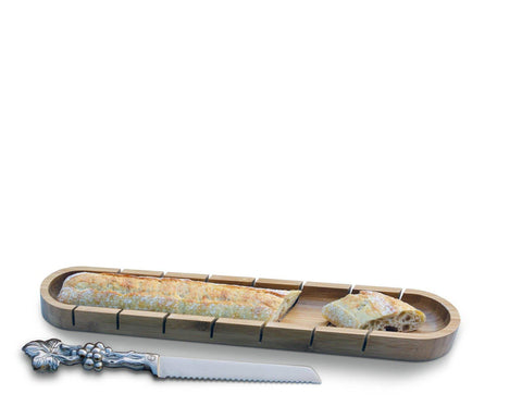 Arthur Court Baguette Board with Grape Bread Knife