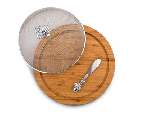 Arthur Court Grape 3 Piece Picnic Cheese Board / Spreader