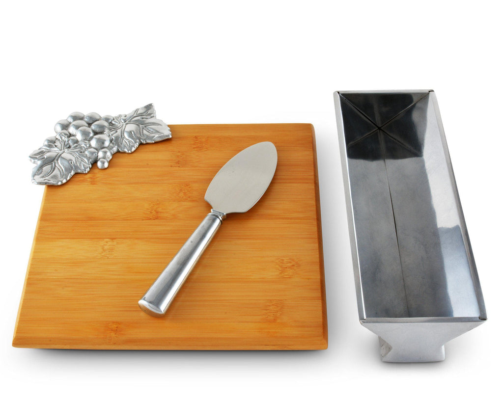 3 Piece Arthur Court Grape Bamboo Cheese Server Set