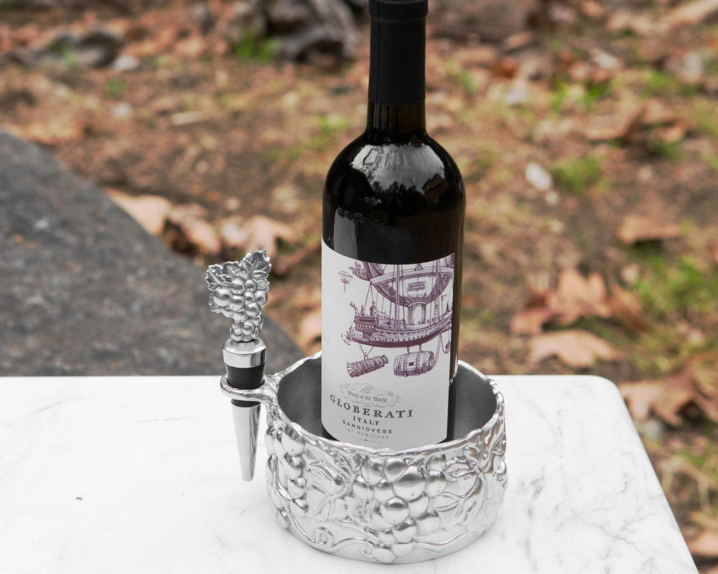 Grape Wine Caddy and Stopper Set