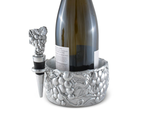 Arthur Court Grape Wine Caddy and Stopper Set