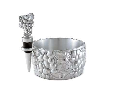 Arthur Court Grape Wine Caddy and Stopper Set