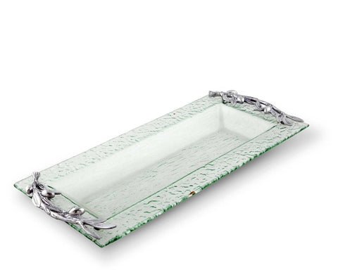 Arthur Court Olive Oblong Glass Serving Tray