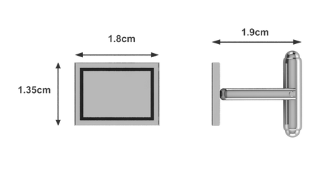 Krysaliis Sterling Engravable Enamel Framed Rectangle Cufflinks Measurements