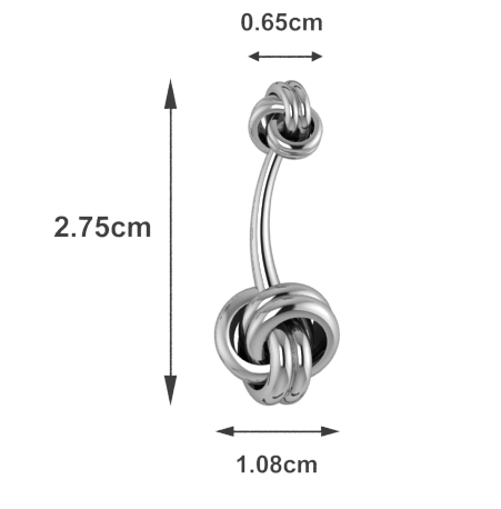 Krysaliis Sterling Knot Cufflink Measurements