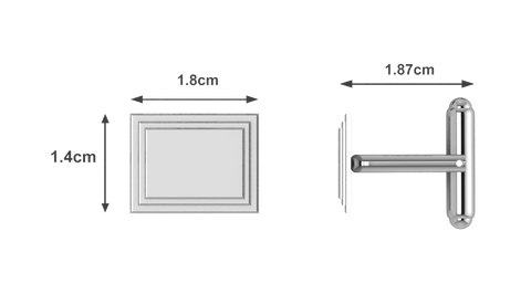 Krysaliis Sterling Engravable Stepped Edge Rectangle Cufflinks Measurements