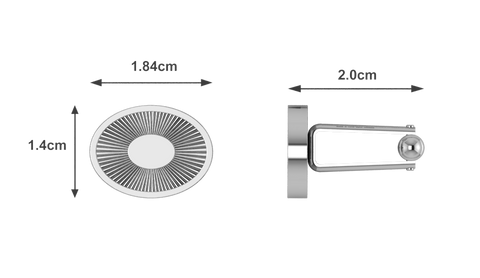 Krysaliis Sterling Grooved Round Cufflinks Measurements