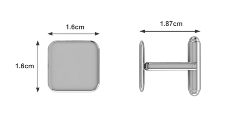 Krysaliis Sterling Engravable Cushion Cufflinks Measurements