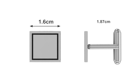 Krysaliis Sterling Engravable Enamel Framed Square Cufflink Measurements