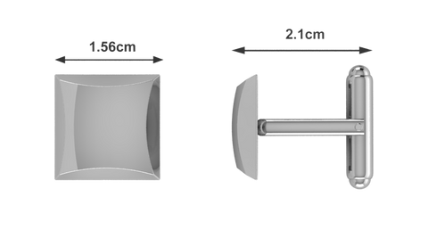 Krysaliis Sterling Engravable Beveled Edge Cufflinks Measurements